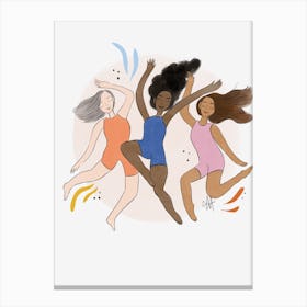 Three Women Dancing On The Moon Canvas Print