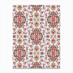 Red And White Floral Pattern — Iznik Turkish pattern, floral decor Canvas Print