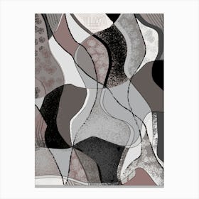 Curves and Patterns Grey Abstract Painting Canvas Print