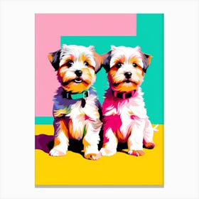 'Dandie Dinmont Terrier Pups', This Contemporary art brings POP Art and Flat Vector Art Together, Colorful Art, Animal Art, Home Decor, Kids Room Decor, Puppy Bank - 45th Canvas Print