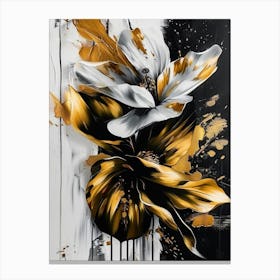 Gold And White Flowers 1 Canvas Print