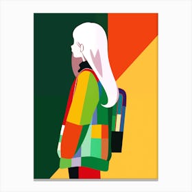 Girl With Backpack Canvas Print