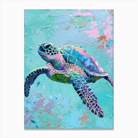 Impasto Pastel Sea Turtle Painting 1 Canvas Print