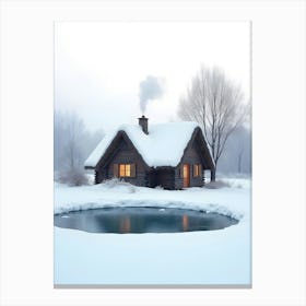 Cabin In The Snow 1 Canvas Print