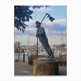 The old mariner statue at Swansea Marina Canvas Print