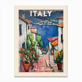 Lake Como Italy 1 Fauvist Painting  Travel Poster Canvas Print