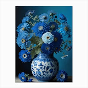 Blue Flowers In A Vase 2 Canvas Print