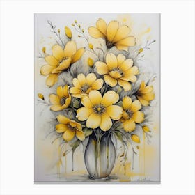 Yellow Flowers In A Vase 1 Canvas Print