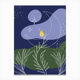 Moon And Stars 5 Canvas Print