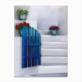A Little Blue Gate Santorini Canvas Print