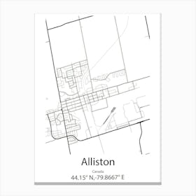 Alliston,Canada Minimalist Map Canvas Print