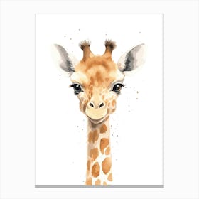 Watercolour Jungle Animal Baby Giraffe 4 Canvas Print