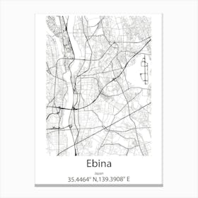 Ebina,Japan Minimalist Map Toile