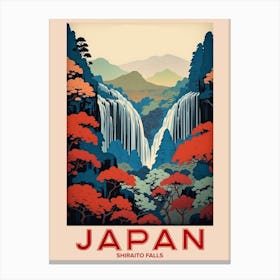 Shiraito Falls, Visit Japan Vintage Travel Art 2 Canvas Print