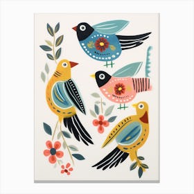 Folk Style Bird Painting Dipper Canvas Print