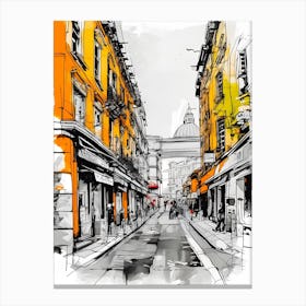 Street Sketch - Street Stock Videos & Royalty-Free Footage Canvas Print