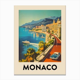 Monaco Retro Vintage Travel Poster Canvas Print