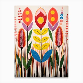 Flower Motif Painting Fountain Grass 1 Canvas Print