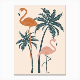 Jamess Flamingo And Palm Trees Minimalist Illustration 2 Canvas Print