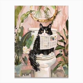 Cat On The Toilet Print Bathroom Print Cat Lover Gift Funny Bathroom, Housewarming Canvas Print