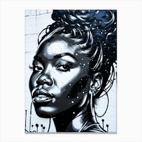 Graffiti Mural Of Beautiful Black Woman 224 Canvas Print