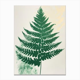 Green Ink Painting Of A Golden Leather Fern 2 Canvas Print