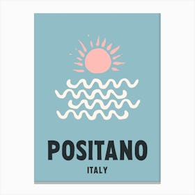 Positano, Italy, Graphic Style Poster 2 Canvas Print