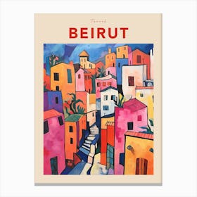 Beirut Lebanon 3 Fauvist Travel Poster Canvas Print