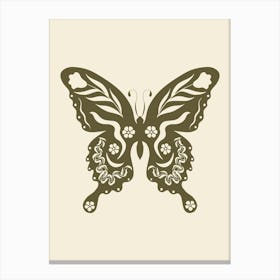 Folk Art Butterfly 03 - Woodland Green Canvas Print