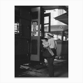 Untitled Photo, Possibly Related To People Getting Off And People Waiting To Get On Streetcar, Terminal, Oklahoma Canvas Print