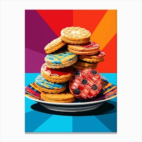 Pop Art Stacked Cookies On A Plate 2 Canvas Print