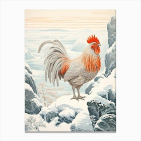 Winter Bird Painting Rooster 1 Canvas Print