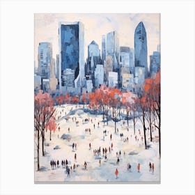 Winter City Park Painting Millennium Park Chicago 1 Canvas Print