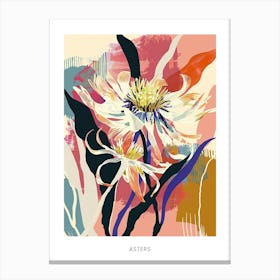Colourful Flower Illustration Poster Asters 7 Canvas Print