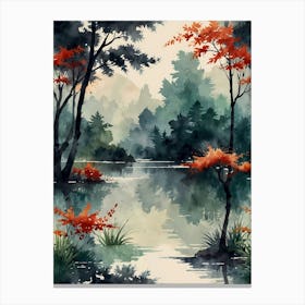 Asian Watercolor Painting 4 Canvas Print