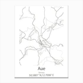 Aue,Germany Minimalist Map Canvas Print