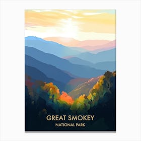 Great Smokey National Park Travel Poster Illustration Style 4 Canvas Print