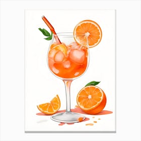 Aperol With Ice And Orange Watercolor Vertical Composition 19 Canvas Print