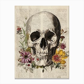 Skull And Flowers Canvas Print