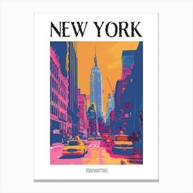 Manhattan New York Colourful Silkscreen Illustration 1 Poster Canvas Print