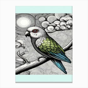 Orbit Parrot On A Branch Canvas Print