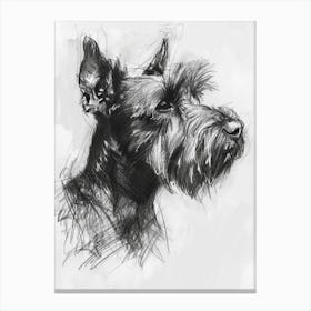 Cesky Terrier Dog Charcoal Line 2 Canvas Print