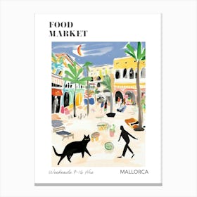 The Food Market In Mallorca 4 Illustration Poster Canvas Print