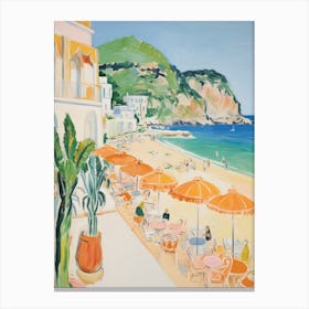 San Vito Lo Capo, Sicily   Italy Beach Club Lido Watercolour 2 Canvas Print