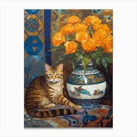 Marigold With A Cat 3 Art Nouveau Style Canvas Print