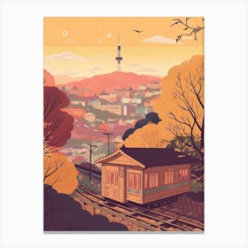 Seoul South Korea Travel Illustration 3 Canvas Print