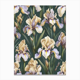 Irises on Green Canvas Print