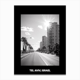 Poster Of Tel Aviv, Israel, Mediterranean Black And White Photography Analogue 1 Canvas Print