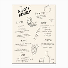 Sunday Brunch Menu Canvas Print