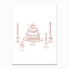 Birthday Cake With Candles Canvas Print